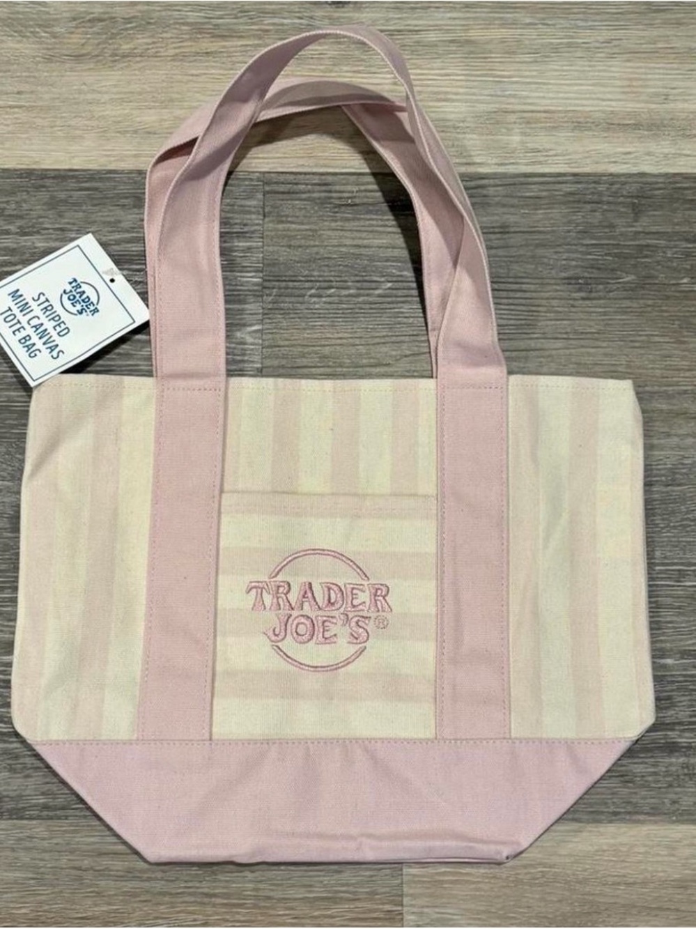 Trader Joe’s  Pink Striped Canvas Tote Bag